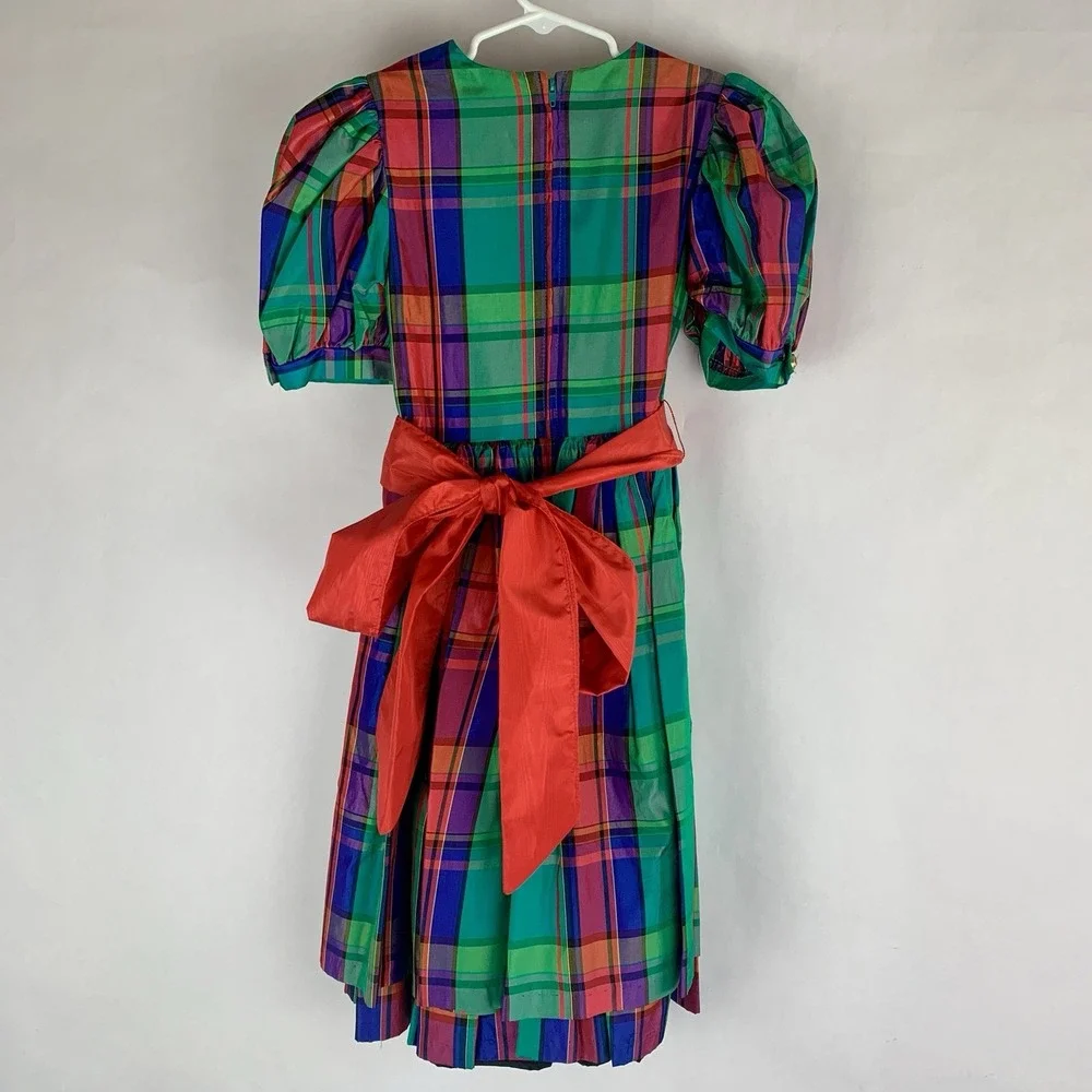 Vtg Storybook Heirlooms Dress Plaid Holiday Little Kids Christmas Photo 80s 90s